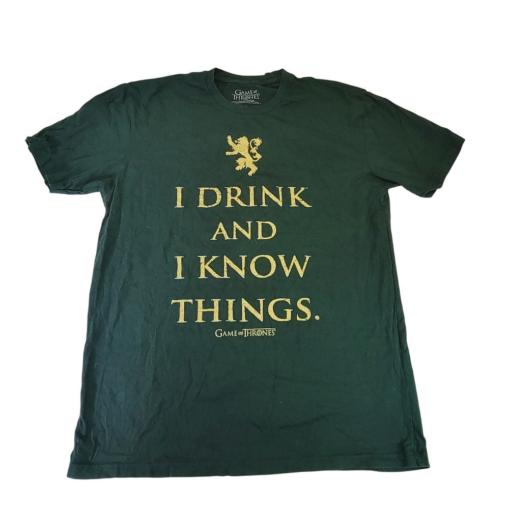 Game of Thrones I Drink and Know Things Graphic T-Shirt Mens Size‎ L Green
